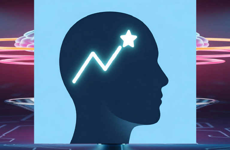 An illustration explaining what Dopamine Marketing is, showing a brain with a positive growth chart inside, representing the psychology of customer rewards.